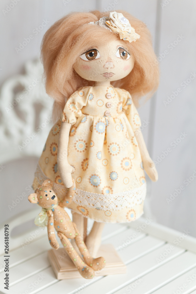 Fototapeta premium Hand made fabric doll