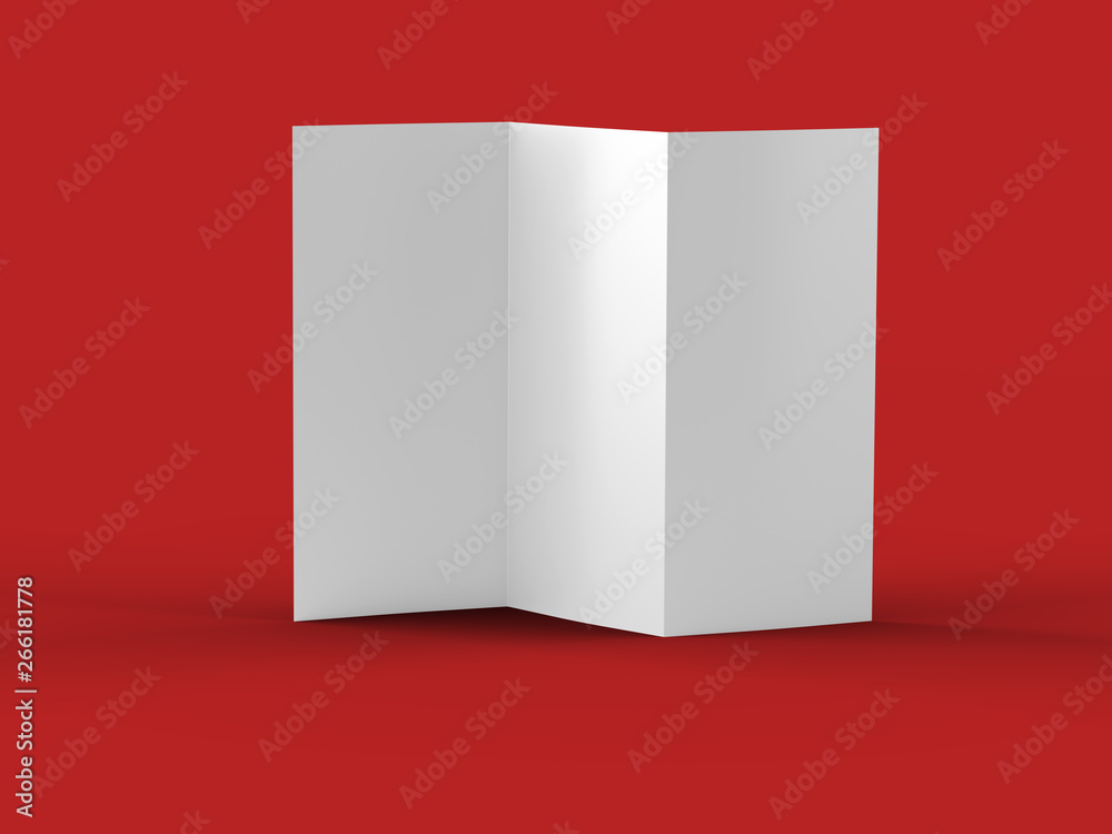 Open trifold brochure in A4 format mockup.3d illustartion Open trifold brochure in A4 format mockup.3d illustartion