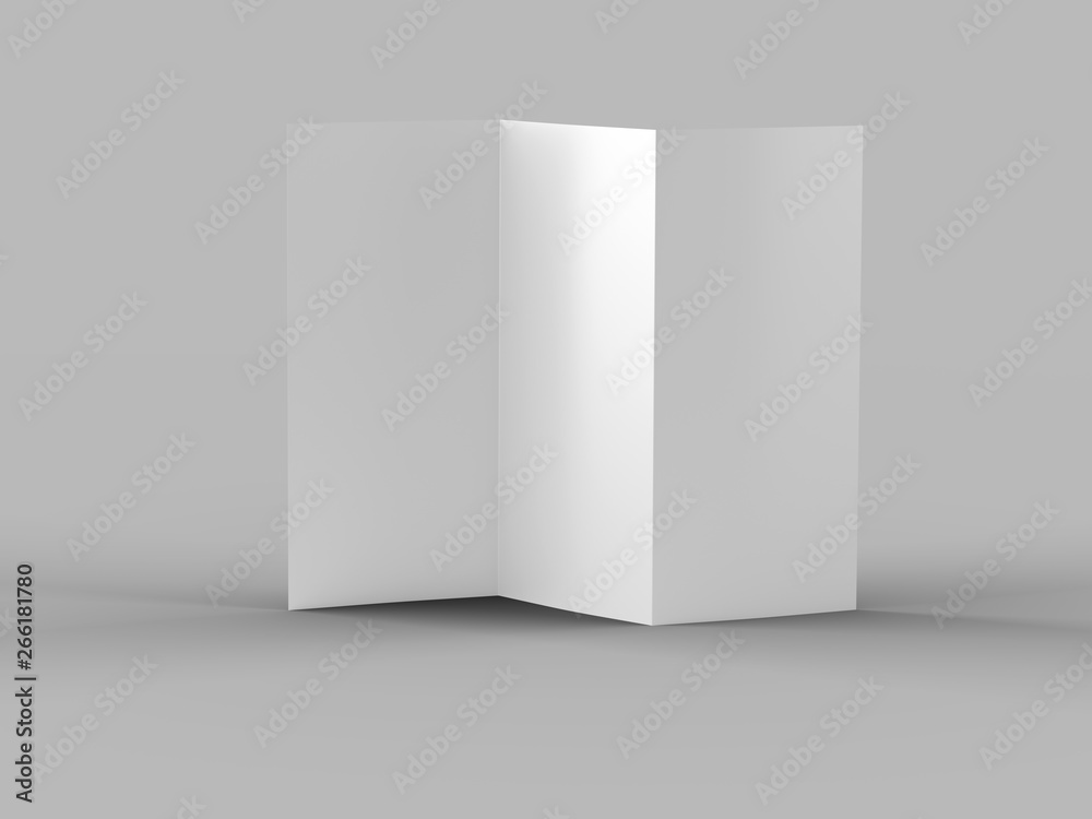 Open trifold brochure in A4 format mockup.3d illustartion Open trifold brochure in A4 format mockup.3d illustartion
