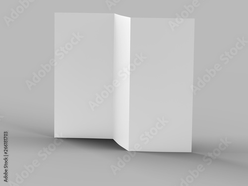 Open trifold brochure in A4 format mockup.3d illustartion