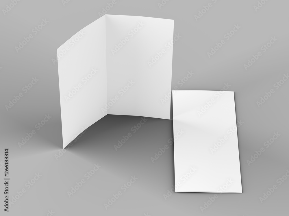 Open fold leaflet in DL format - mock up - 3d illustartion Open fold leaflet in DL format - mock up - 3d illustartion