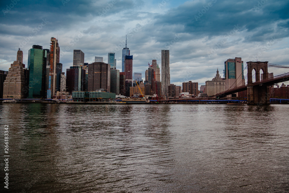 new york skyline at dusk