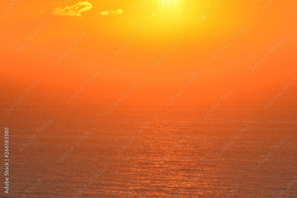 Sunset; Atlantic ocean, the stillness of the giant