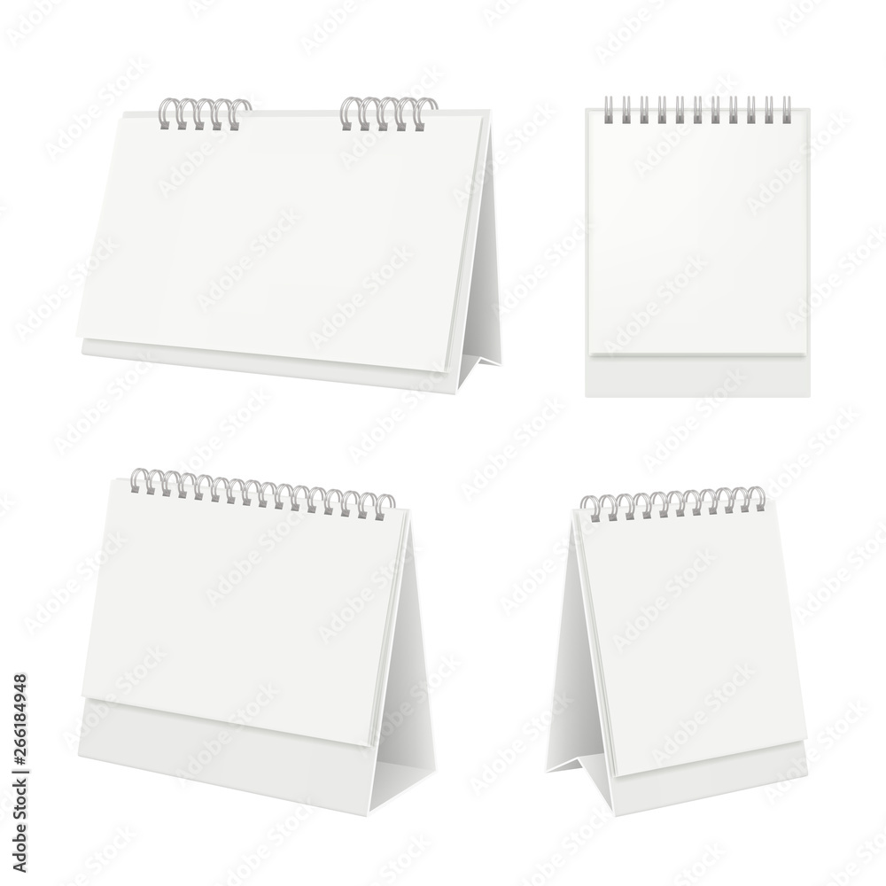 Desk calendar. Organizer with blank pages diary calendar on table vector realistic mockup. Illustration of office diary organizer page, business mockup organizer Desk calendar. Organizer with blank pages diary calendar on table vector realistic mockup. Illustration of office diary organizer page, business mockup organizer