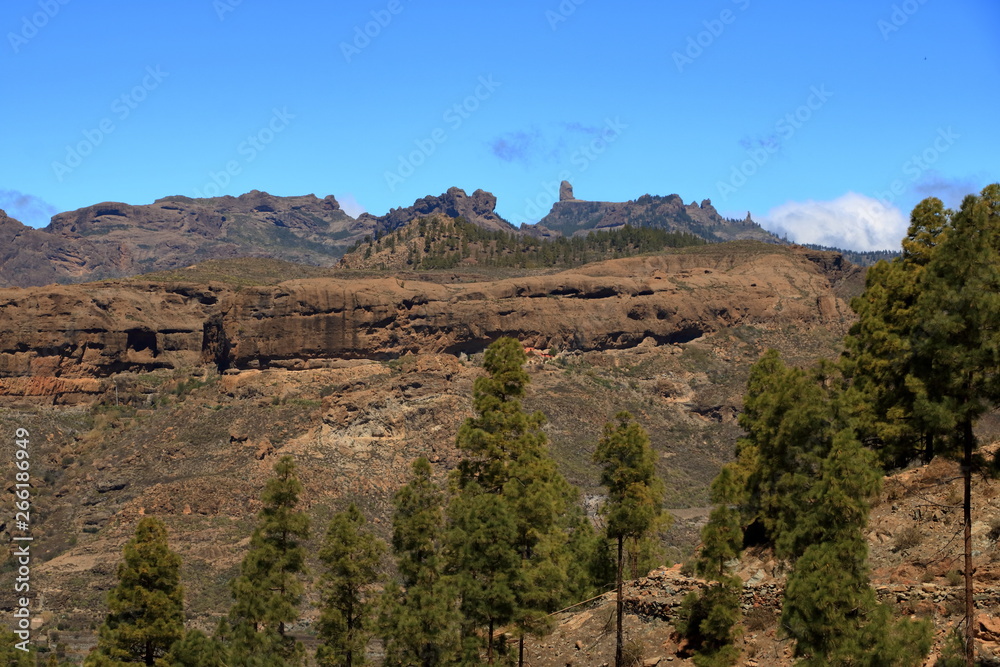 Emblematic Roque Nublo, symbolic natural monument of Gran canaria, Canary islands
