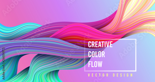Modern colorful flow poster. Wave Liquid shape on multycolor background. photo