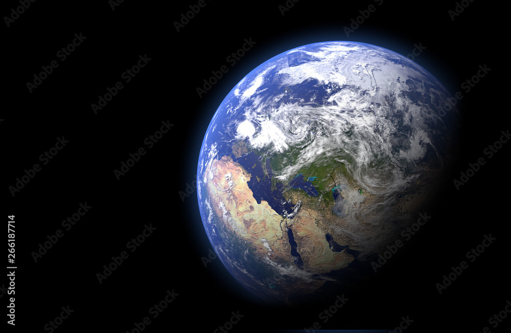 The Earth globe on black background. High Resolution Planet Earth view. 3d  render Illustration. Elements of this image are furnished by NASA Stock  Illustration | Adobe Stock