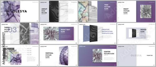 Minimal presentations design, portfolio vector templates with elements on white background. Multipurpose template for presentation slide, flyer leaflet, brochure cover, report, marketing, advertising.