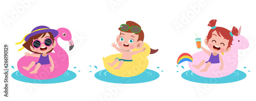 happy kids beach holiday vector illustration isolated