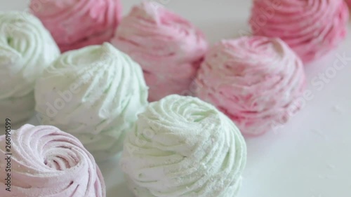 Wallpaper Mural On the working surface lies cooked marshmallows of different shades. Dusted with icing sugar. Torontodigital.ca