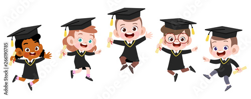 happy kids graduation vector illustration isolated