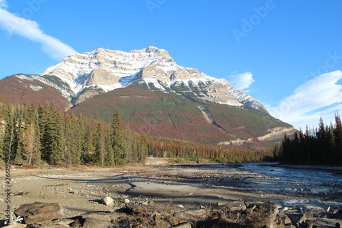 Mount Kerkeslin And Low Athabasca River, Jasper National Park, Alberta photo
