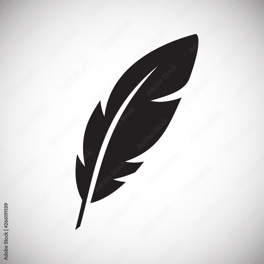 Obraz premium Feather icon on background for graphic and web design. Simple vector sign. Internet concept symbol for website button or mobile app.