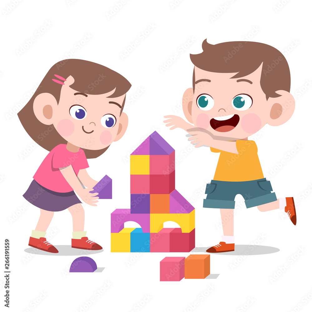 kids play with toys brick vector illustration isolated kids play with toys brick vector illustration isolated
