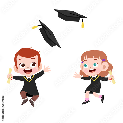 kids graduation vector illustration