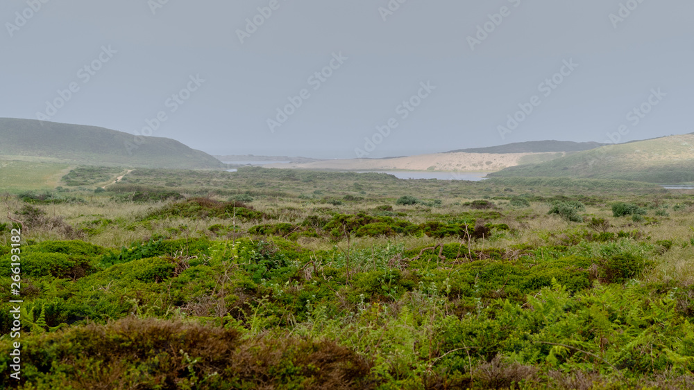 Abbotts Lagoon viewed from a distance on a foggy day, in Point Reyes National Seashore, California, USA Abbotts Lagoon viewed from a distance on a foggy day, in Point Reyes National Seashore, California, USA
