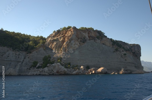 Big rock close-up in the Mediterranean Sea.