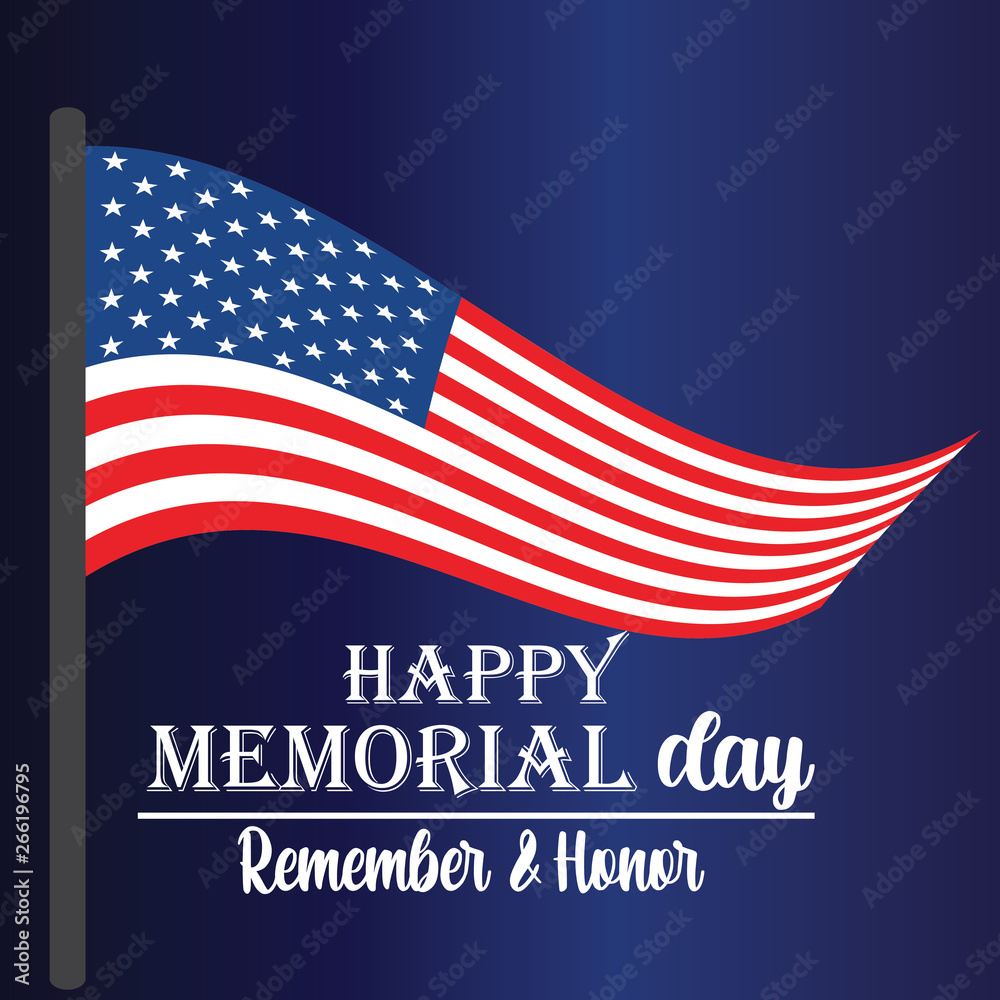 Memorial Day - Remember and honor with USA flag, Vector illustration. - Vector Memorial Day - Remember and honor with USA flag, Vector illustration. - Vector