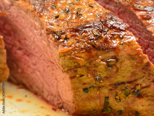 Closeup of a steak.  