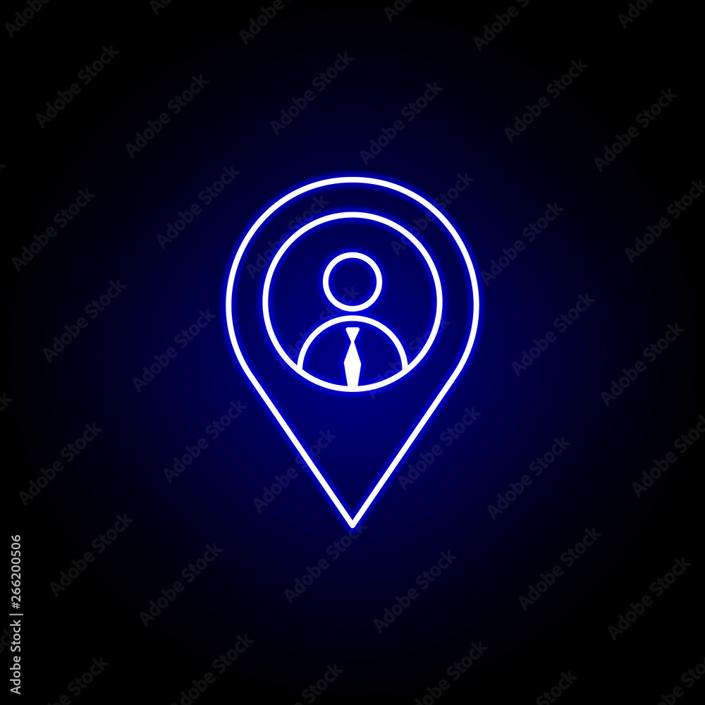 Location, worker, pin icon. Elements of Human resources illustration in neon style icon. Signs and symbols can be used for web, logo, mobile app, UI, UX Location, worker, pin icon. Elements of Human resources illustration in neon style icon. Signs and symbols can be used for web, logo, mobile app, UI, UX