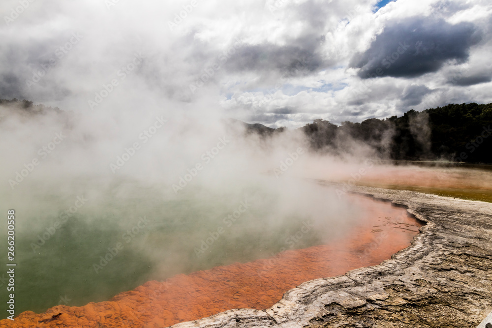 Champagne Pool in the Geothermal Wonderland in Wai-O-Tapu, New Zealand
