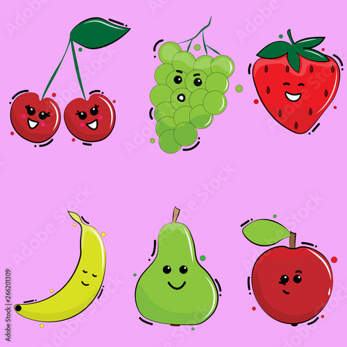  fruits and berries with emotions