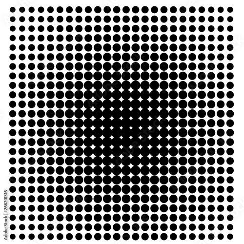 Circle in Halftone, Halftone Dot Pattern, Vector Illustration.