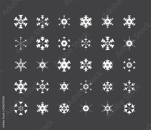 Big Set of Snowflakes Winter Christmas Xmas Design Vector Elements.
