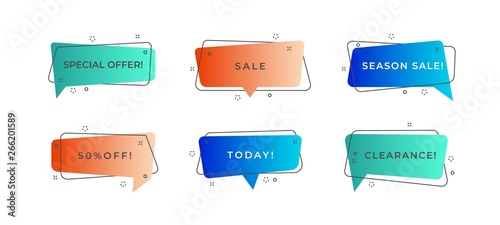 Modern banner shapes. Sketch shape geometric sale bubbles. Vector logo flat promotion banners discount flyers, trendy retro poster design