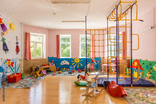 Obraz na płótnie Colorful playroom in the kindergarten. Indoor play area