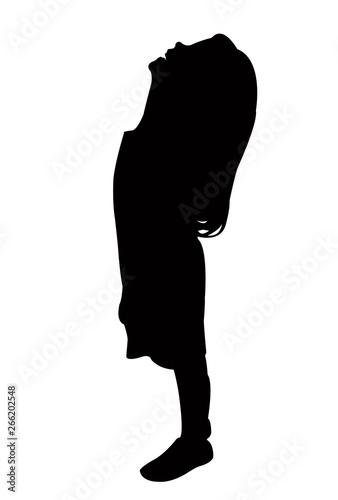  a girl looking up, silhouette vector