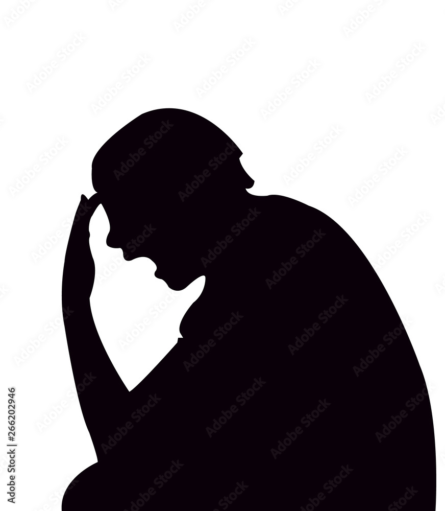 a woman suffering headache, silhouette vectıor