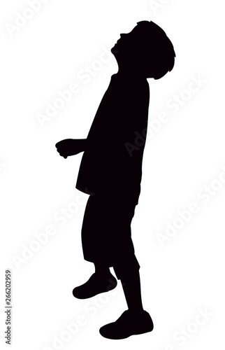  a boy looking up silhouette vector