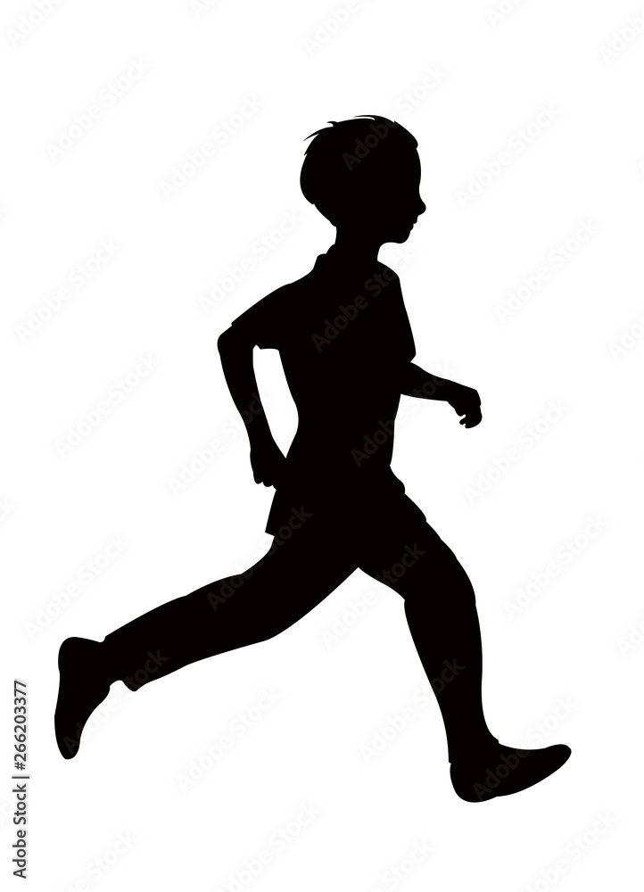 a boy running body silhouette vector