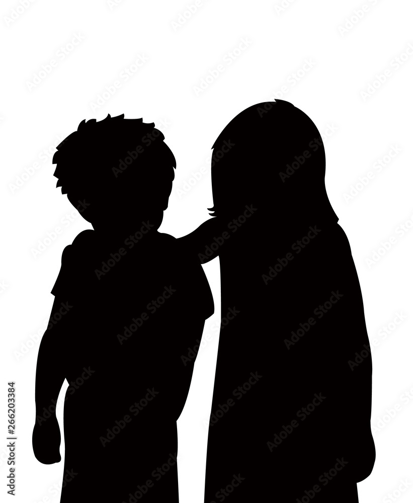 children together silhouette vector