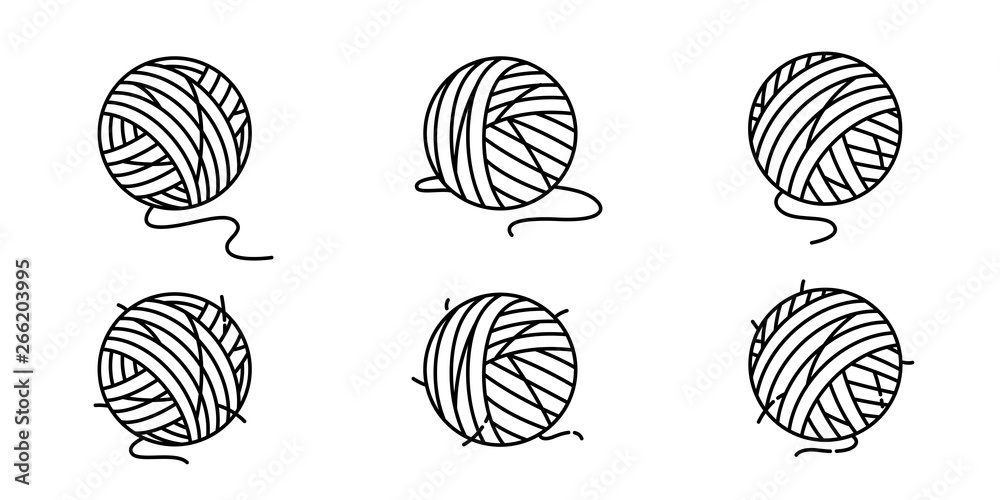 yarn ball vector icon balls of yarn knitting needles cat toy symbol cartoon  illustration doodle Stock Vector | Adobe Stock