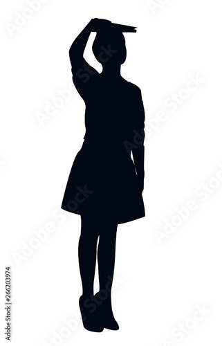 a young woman trying to walk properly as model