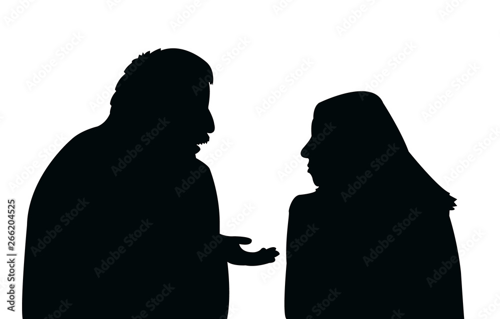 a couple talking heads, silhouette vector