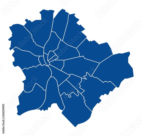 Outline map of Budapest districts 