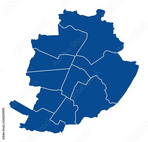 Outline map of Turin districts 
