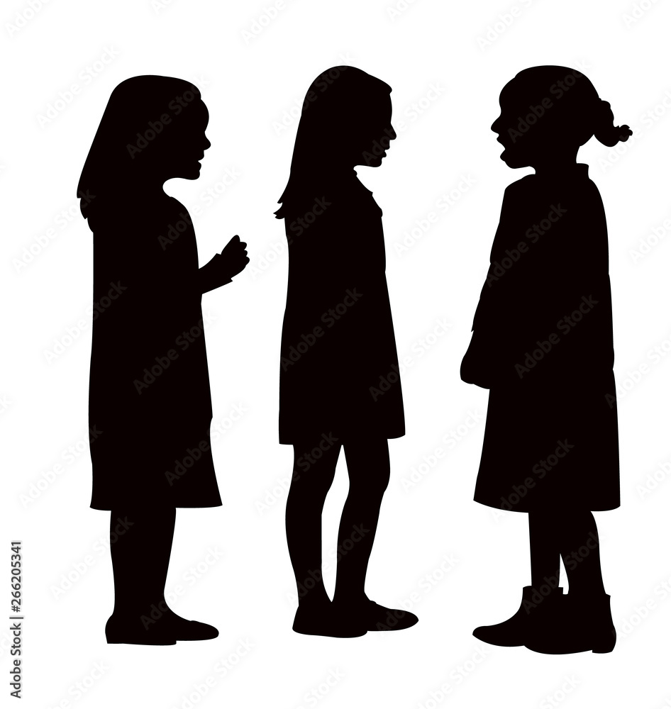 girls talking, silhouette vector