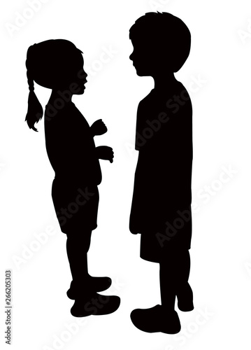 children making chat, silhouette vector