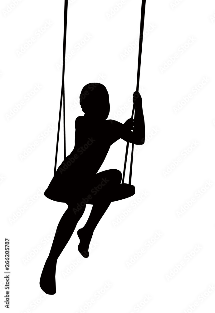 Obraz premium child swinging body silhouette vector