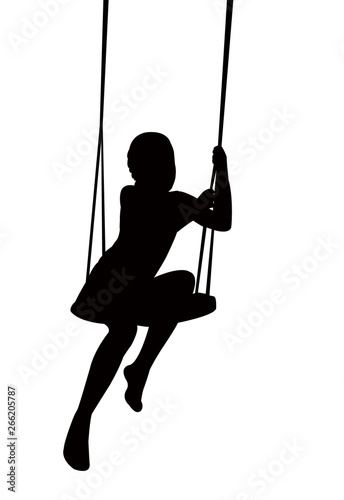 child swinging body silhouette vector