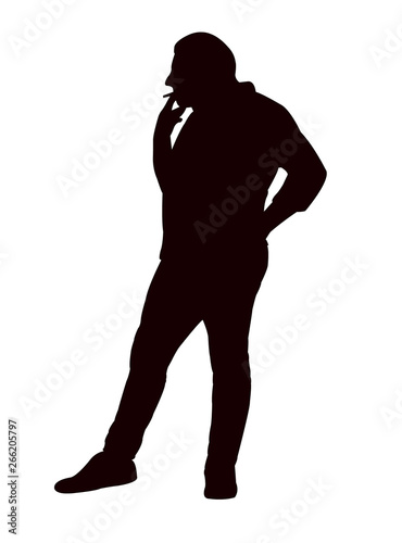 man smoking body silhouette vector Stock Vector