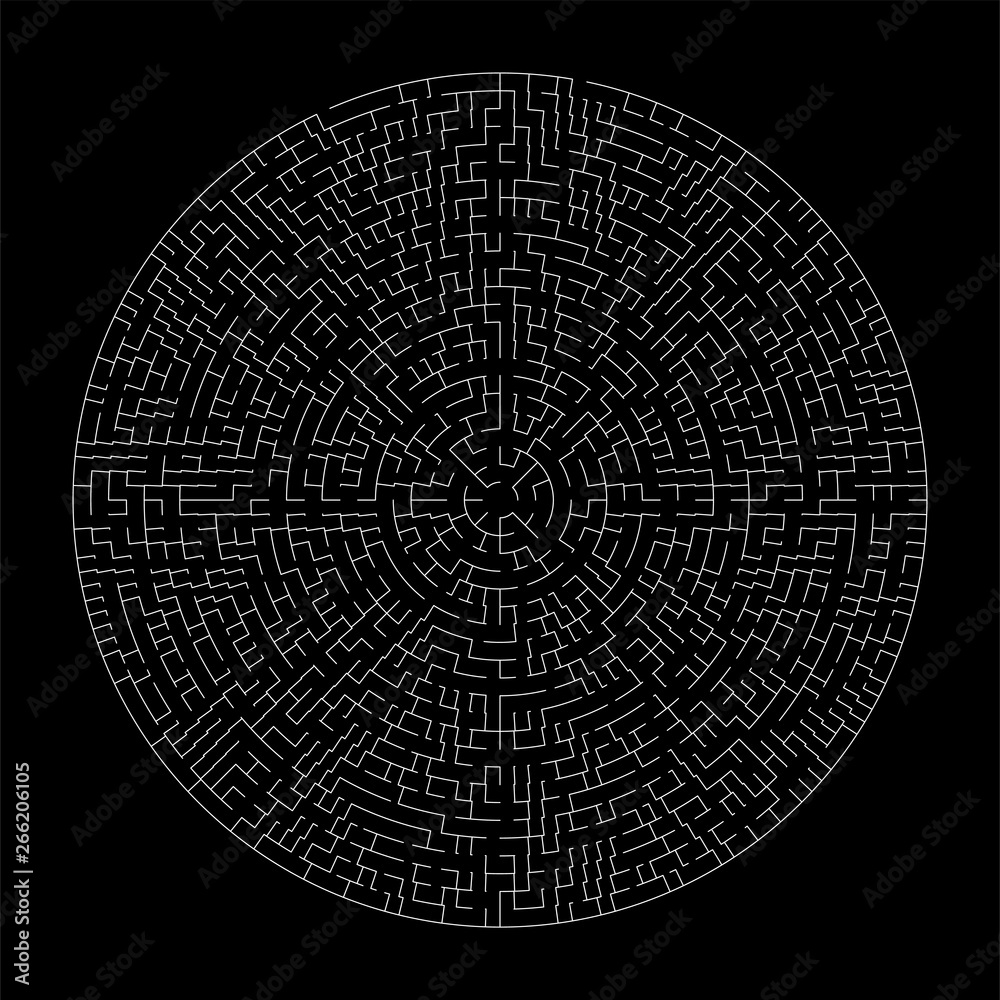 Circle Maze Dark BG. Making Decision Concept