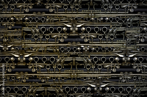 Clarinet Parts Grouped As A Horizontal Background Fototapet