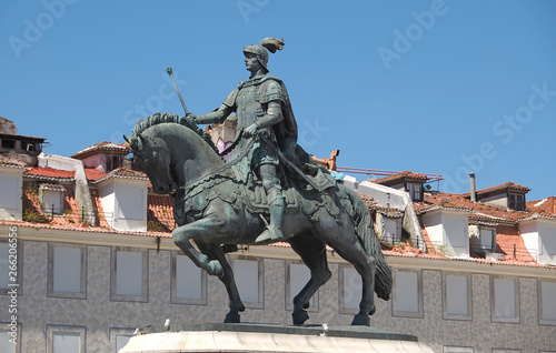 Horse statue of Dom Joao in Lisbon in Portugal photo