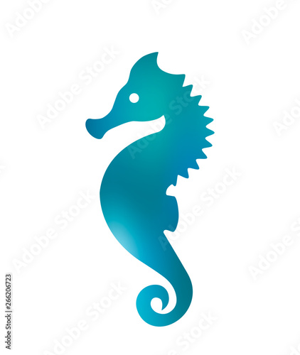 Silhouette of seahorse. imitation of watercolors. flat vector illustration isolated