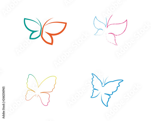 Vector - Butterfly conceptual simple  colorful icon. Logo. Vector illustration